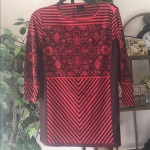 New Directions Red & Black Womens Top Large